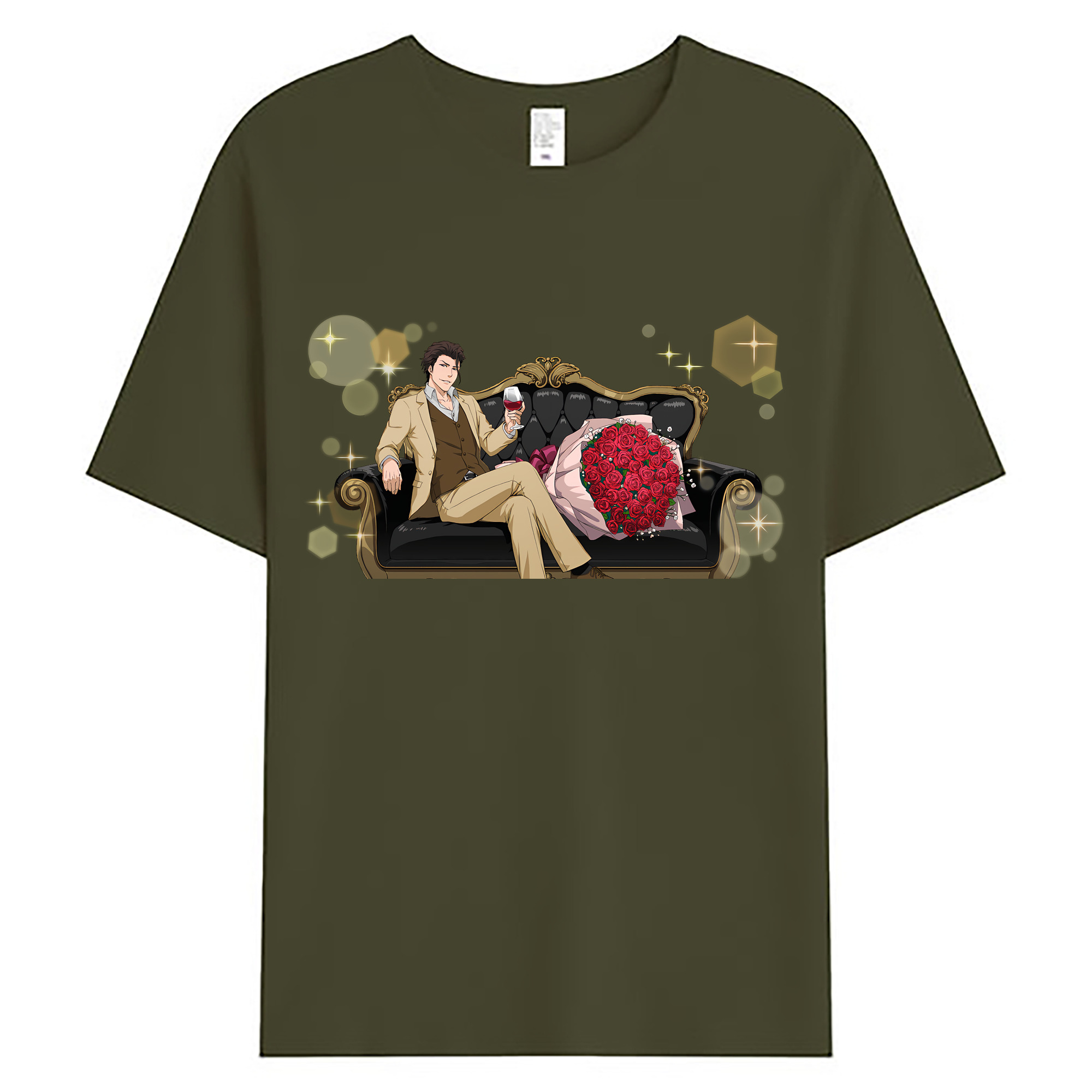 （画像用） ブリーチ 藍染 惣右介（あいぜん そうすけ） BLEACH Aizen Sousuke 綿100％ メンズ半袖Tシャツ｜肌触りやわらか＆通気性